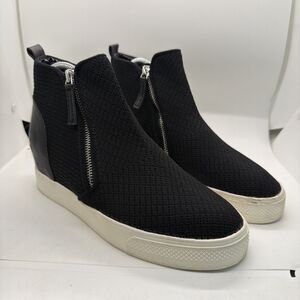Steve Madden Loxley Black Mesh High Top Dual Zip Sneakers Shoes Boots 9 M
